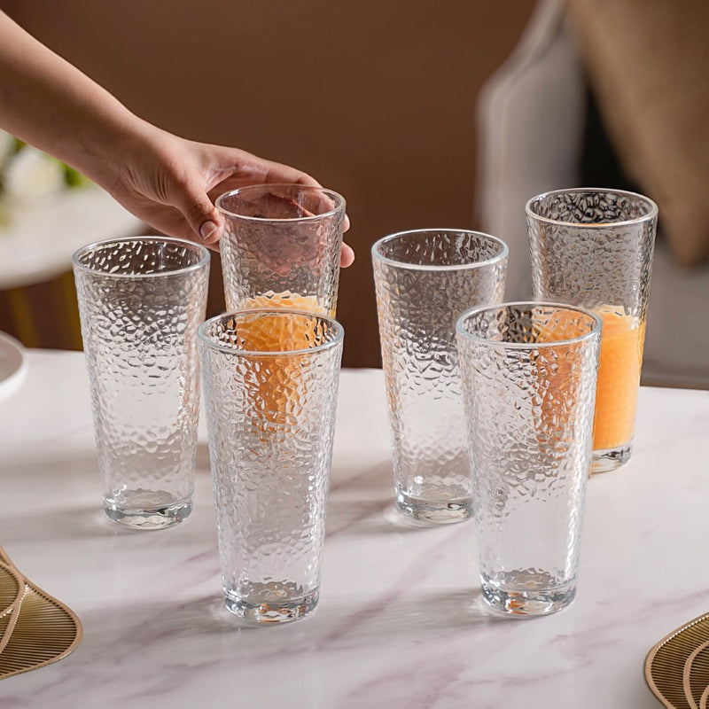 Pebble Textured Tall Drinkware Set Of 6 350 ml