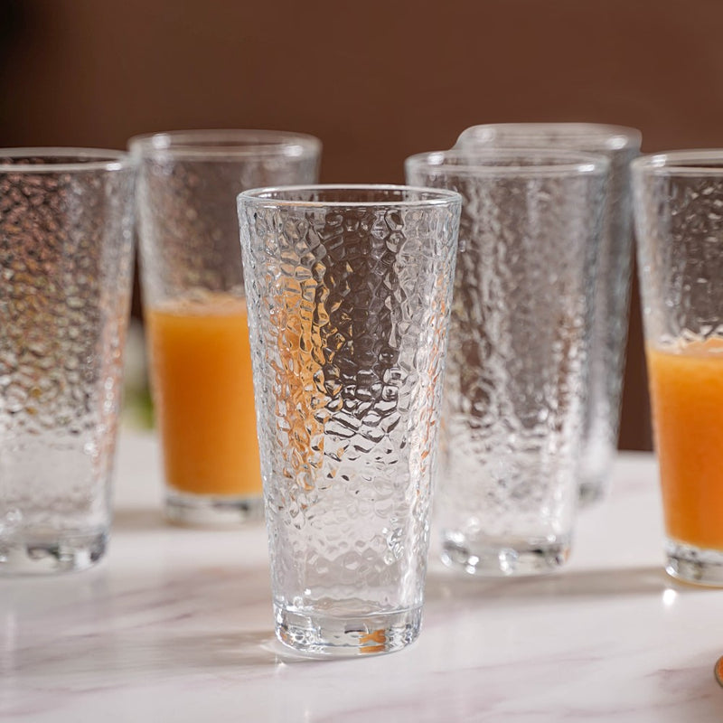 Pebble Textured Tall Drinkware Set Of 6 350 ml