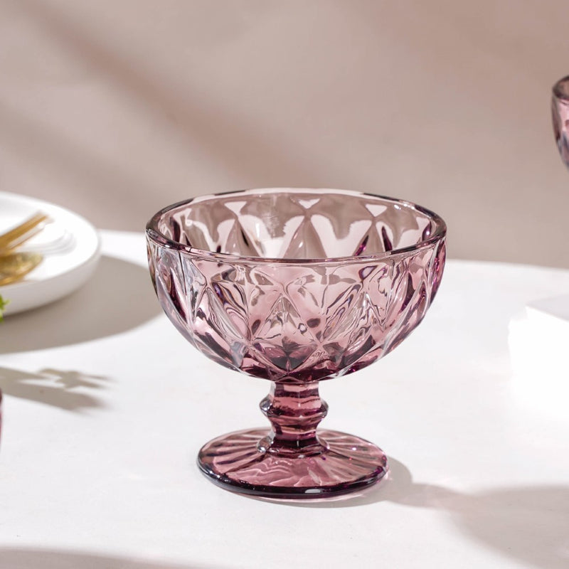 Rose Dessert Serving Glass Mauve Set Of 6 300 ml