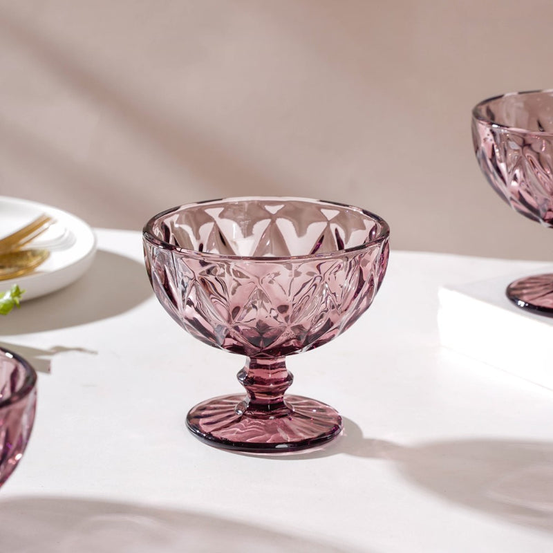 Rose Dessert Serving Glass Mauve Set Of 6 300 ml