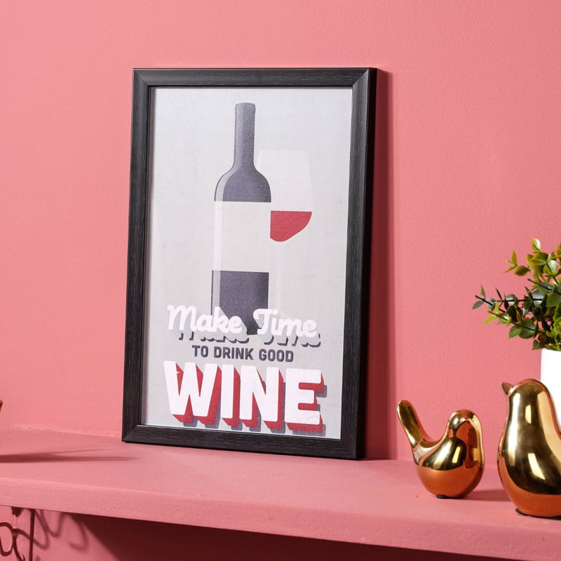 Time For Wine Framed Poster 13x9 Inch - Framed posters wall art for wall decoration, wall design | Room decoration items