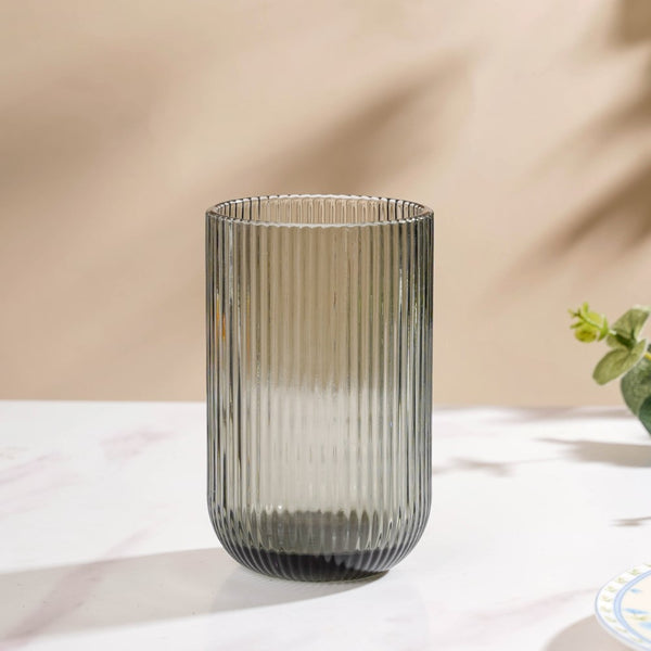 Ribbed Drinking Glass Ash Grey Set Of 6 350ml