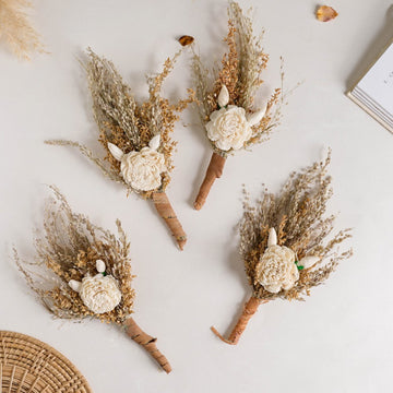 Shola Peony Mini Floral Bouquet Set Of 4 - Natural, organic and eco-friendly decorative flowers | Sustainable home decor items