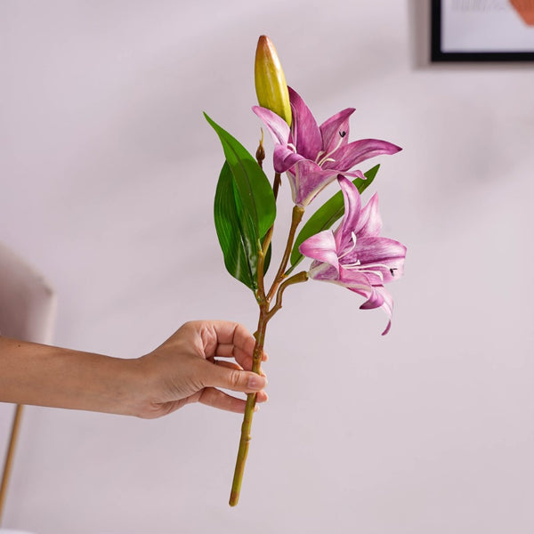 Decorative Lily Branch Purple Set Of 2