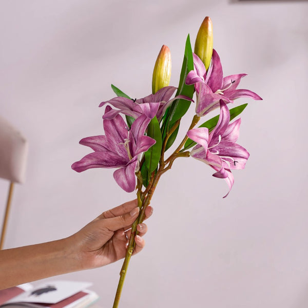 Decorative Lily Branch Purple Set Of 2
