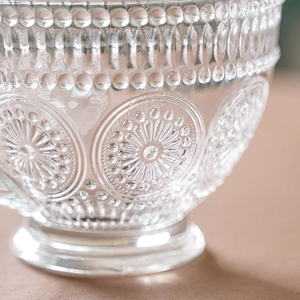 Blossom Embossed Large Glass Cup Set of 4