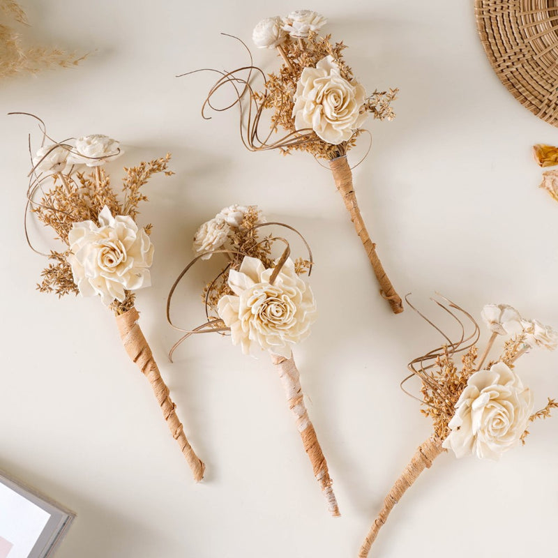 Shola Mini Floral Bouquet Set Of 4 - Natural, organic and eco-friendly decorative flowers | Sustainable home decor items