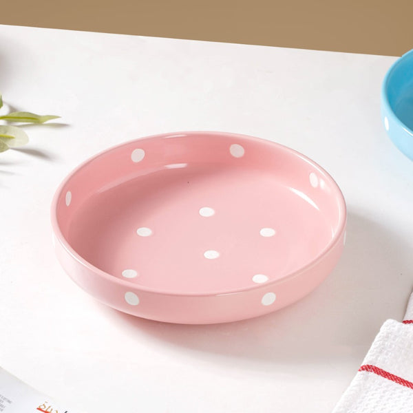 Polka Dots Round Deep Plate - Serving plate, snack plate, dessert plate | Plates for dining & home decor