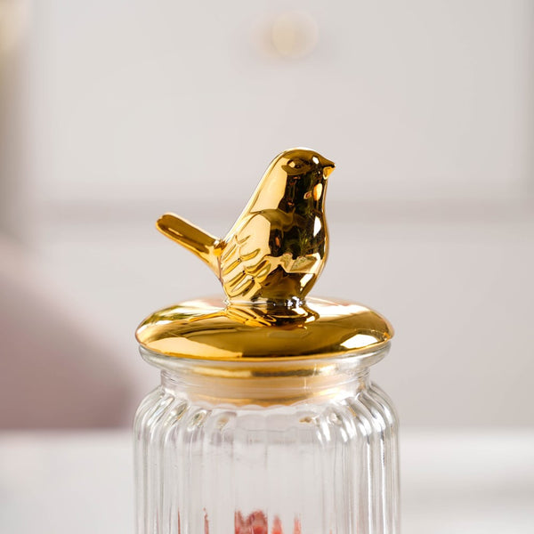 Glass Jar With Bird Lid