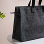 Eco Friendly Jute Lunch Bag Black And Teal 15 x 10 Inch