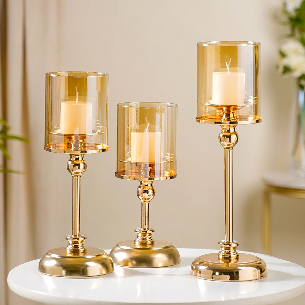 Hurricane Metal Candle Holder Stand Set Of 3