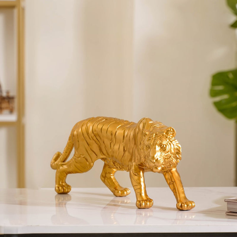 Royal Tiger Figurine Gold - Showpiece | Home decor item | Room decoration item