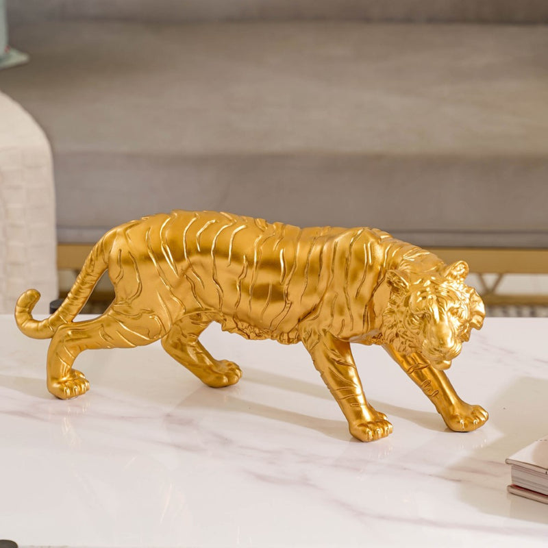Royal Tiger Figurine Gold - Showpiece | Home decor item | Room decoration item