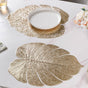 Taro Leaves Placemat Set of 6 Gold 15x12 Inch