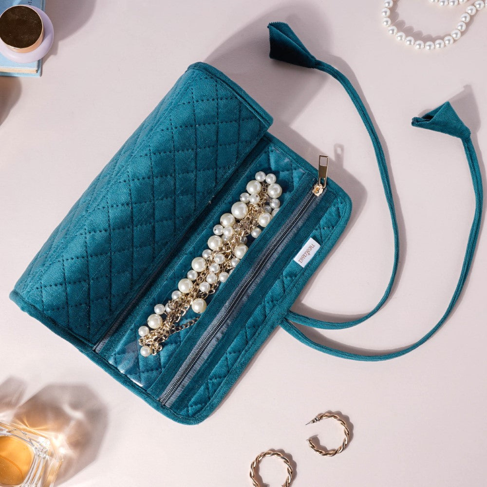 Foldable Jewellery Organiser Roll Green 10x20 inch Online