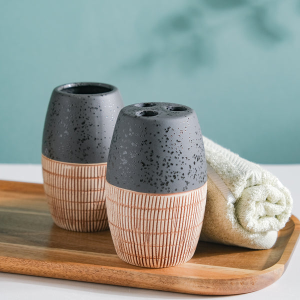 Celestria Black Ceramic Stoneware Bathroom Set Of 4
