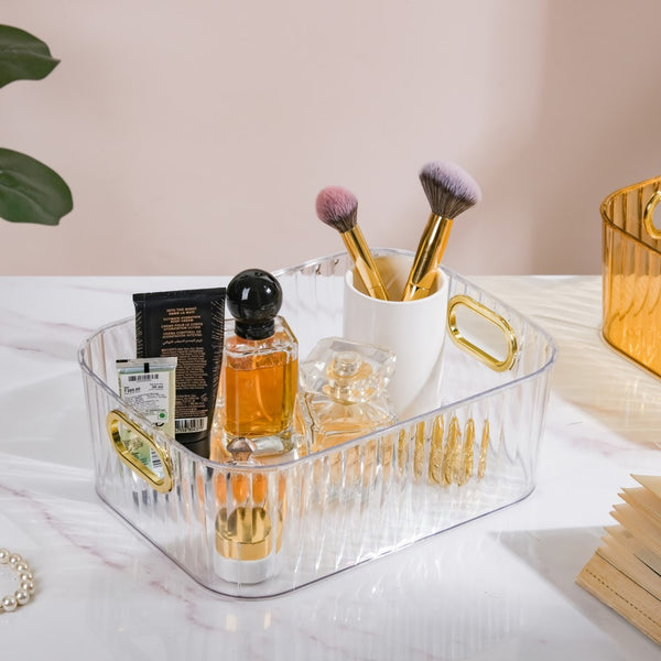 Ribbed Storage Organiser Transparent 11 Inch - Basket | Organizer