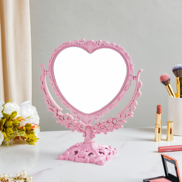 Vintage Heart Double Sided Mirror Pink