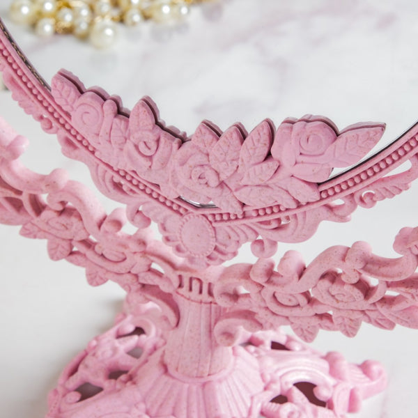 Vintage Heart Double Sided Mirror Pink
