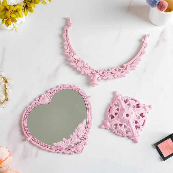 Vintage Heart Double Sided Mirror Pink