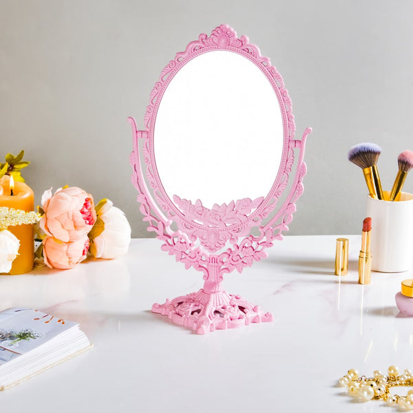Vintage Ornate Double Sided Mirror Pink