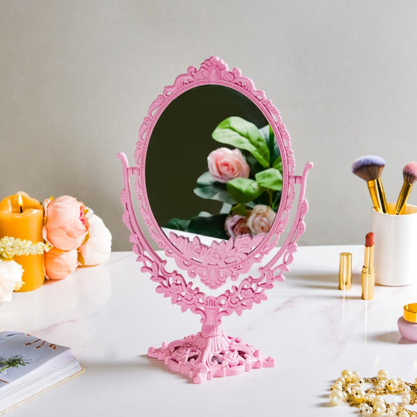 Vintage Ornate Double Sided Mirror Pink