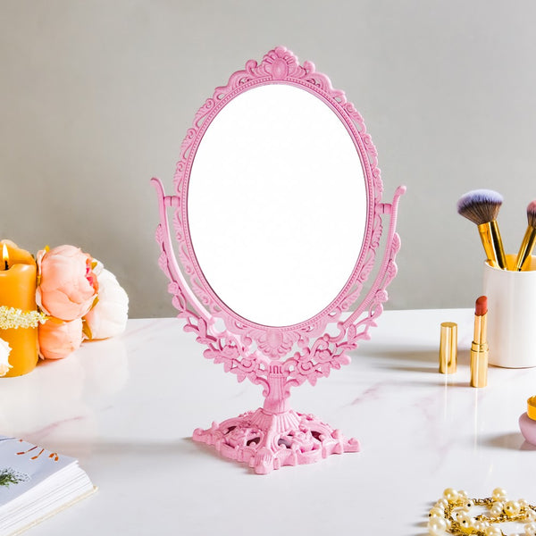 Vintage Ornate Double Sided Mirror Pink