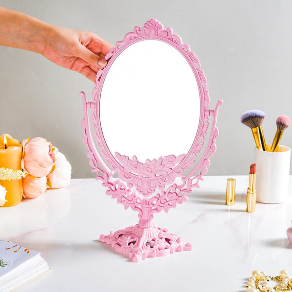 Vintage Ornate Double Sided Mirror Pink