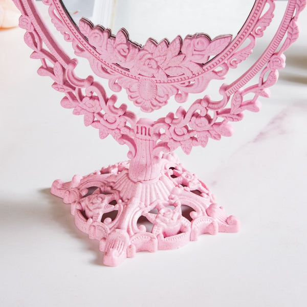 Vintage Ornate Double Sided Mirror Pink