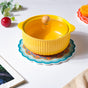 Floral Round Zellij Art Ceramic Trivet Blue And Orange 7 Inch