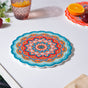 Floral Round Zellij Art Ceramic Trivet Blue And Orange 7 Inch
