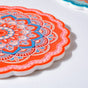 Floral Round Zellij Art Ceramic Trivet Orange 7.5 Inch