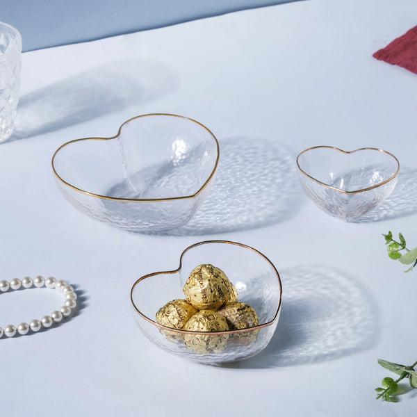 Heart Bowls Set of 3 - Bowl,ceramic bowl, snack bowls, curry bowl, popcorn bowls | Bowls for dining table & home decor