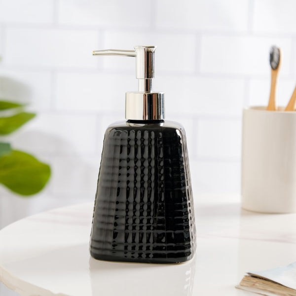 Geometric Ceramic Pump Dispenser Black 7 Inch