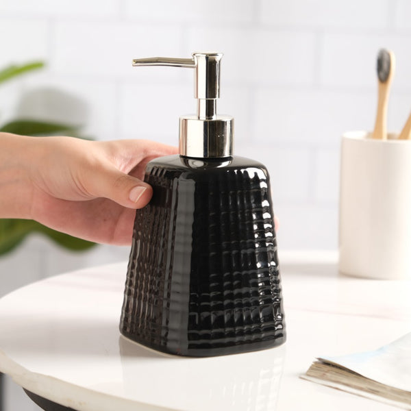 Geometric Ceramic Pump Dispenser Black 7 Inch