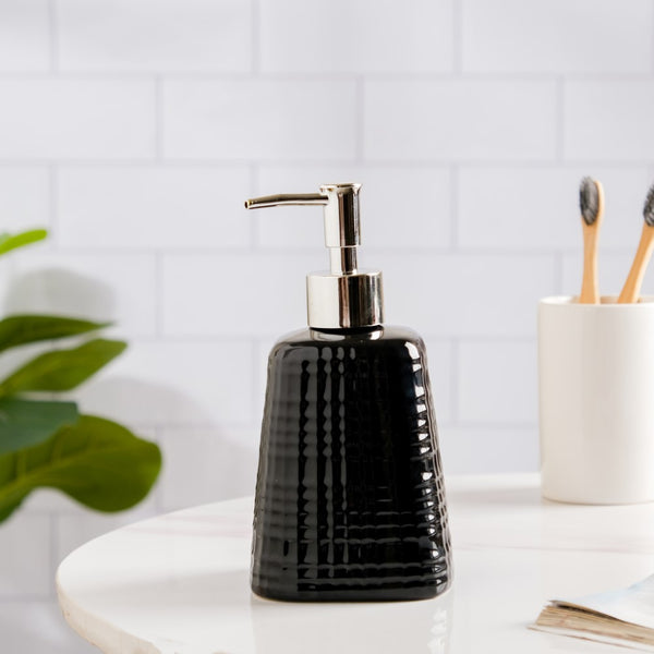 Geometric Ceramic Pump Dispenser Black 7 Inch