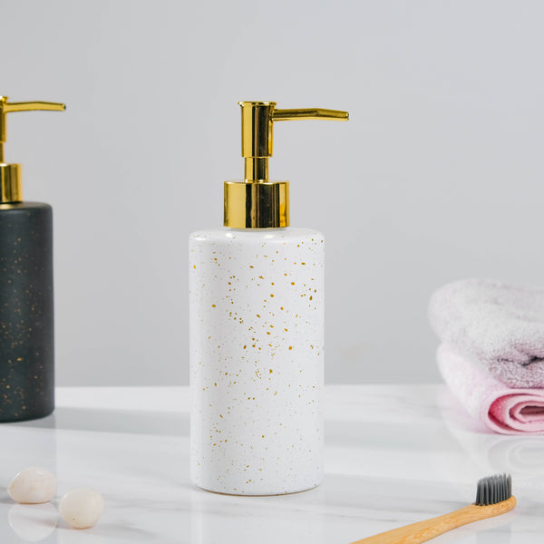 Chimera White and Gold Ceramic Dispenser With Nozzle