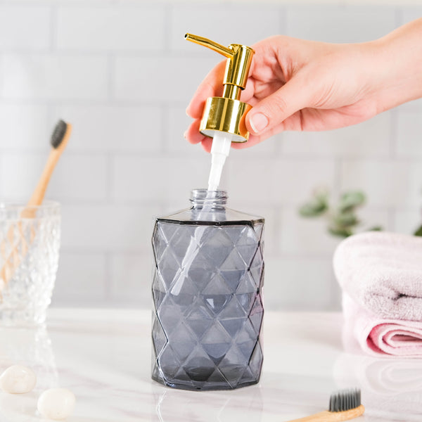 Vienna Grey Textured Glass Dispenser With Nozzle