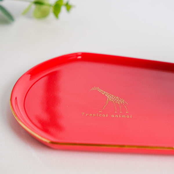 Brewtiful Glazed Ceramic Cup and Tray Set Red 150 ml