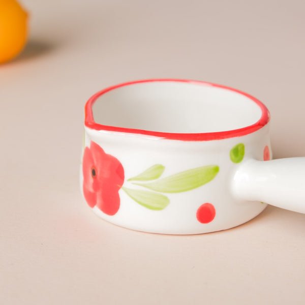 Floral Ceramic Creamer With Handle Red Small