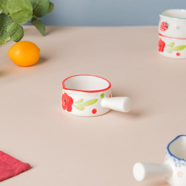 Floral Ceramic Creamer With Handle Red Small