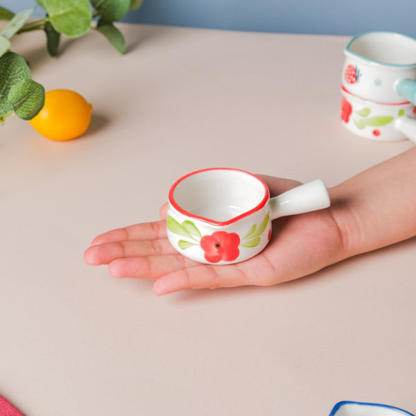 Floral Ceramic Creamer With Handle Red Small