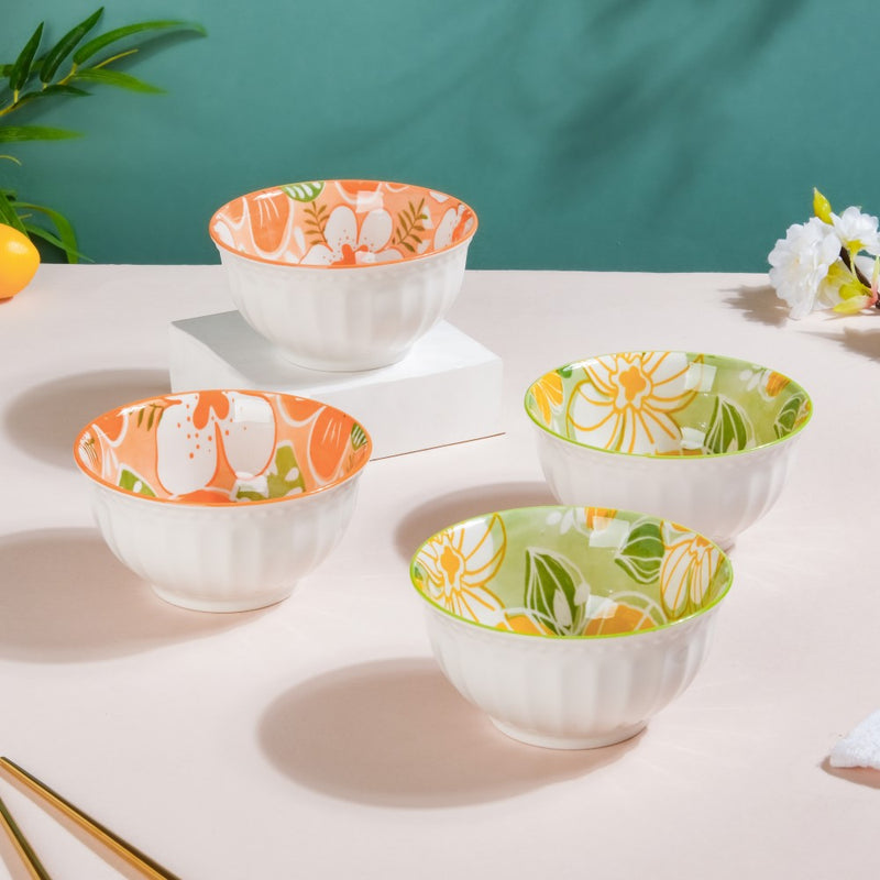 Meadow Muse Ceramic Soup Bowl 280 ml Set Of 4 - Bowl, soup bowl, ceramic bowl, snack bowls, curry bowl, popcorn bowls | Bowls for dining table & home decor