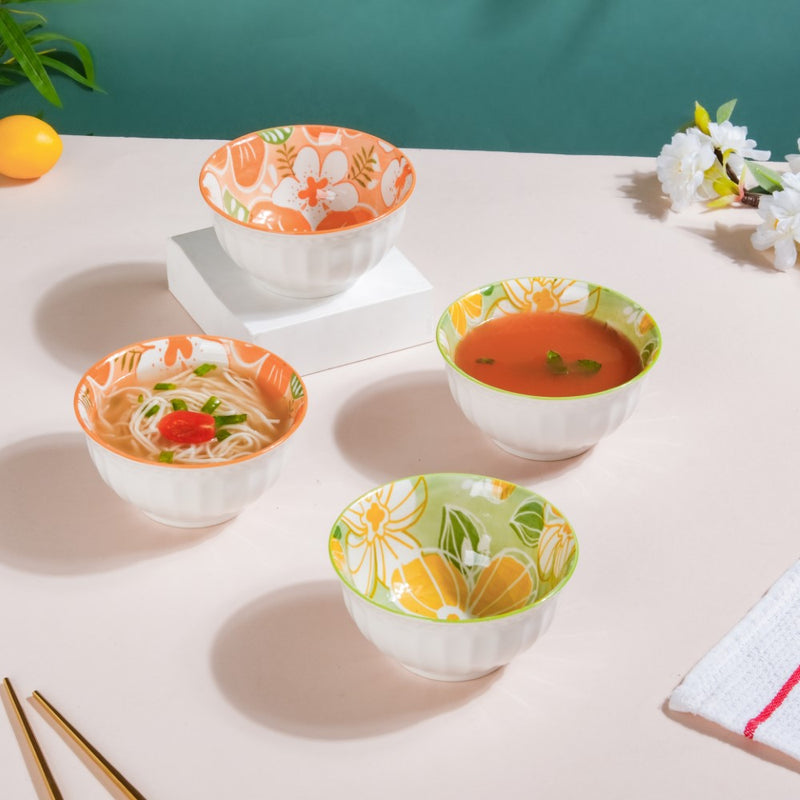 Meadow Muse Ceramic Soup Bowl 280 ml Set Of 4 - Bowl, soup bowl, ceramic bowl, snack bowls, curry bowl, popcorn bowls | Bowls for dining table & home decor