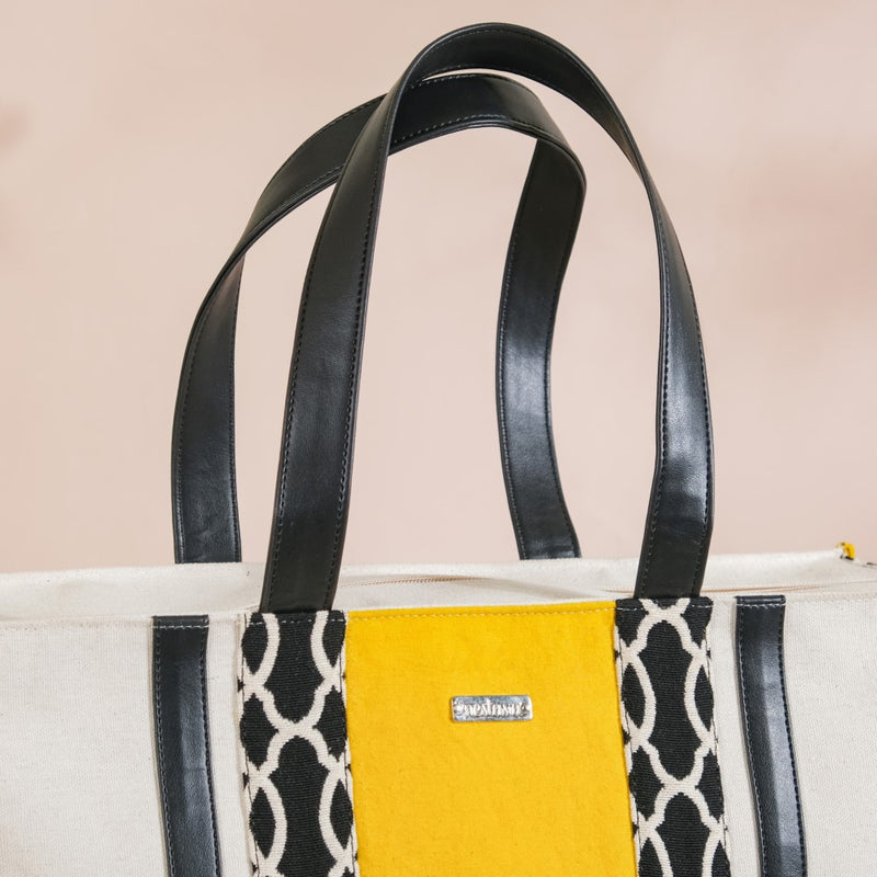 Canvas Cotton Tote Bag Yellow Large 13 X 12 Inch