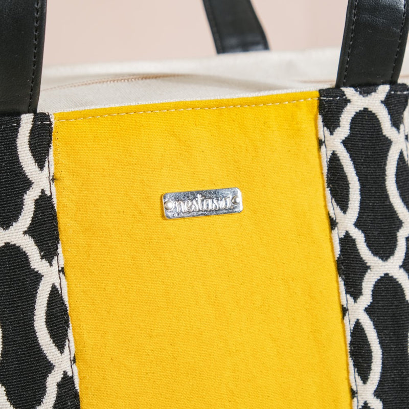 Canvas Cotton Tote Bag Yellow Large 13 X 12 Inch