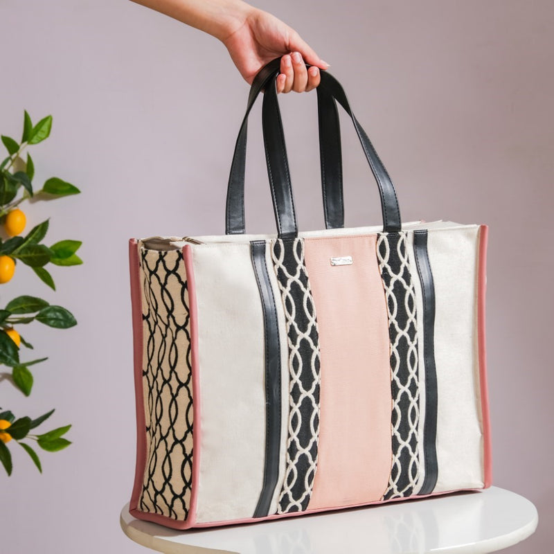 Multipurpose Canvas Tote Bag Pink Large 13 X 12 Inch