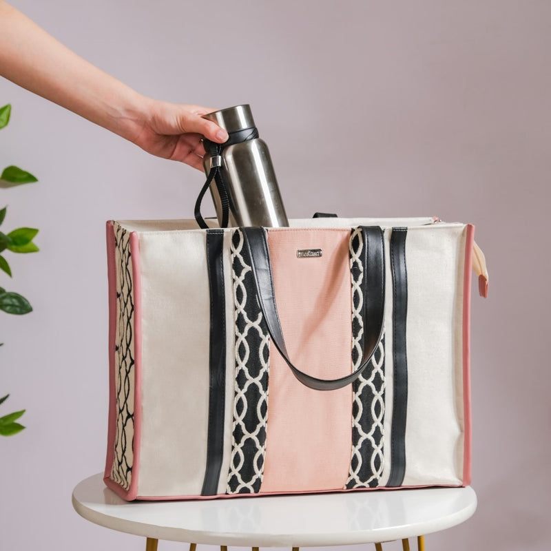 Multipurpose Canvas Tote Bag Pink Large 13 X 12 Inch