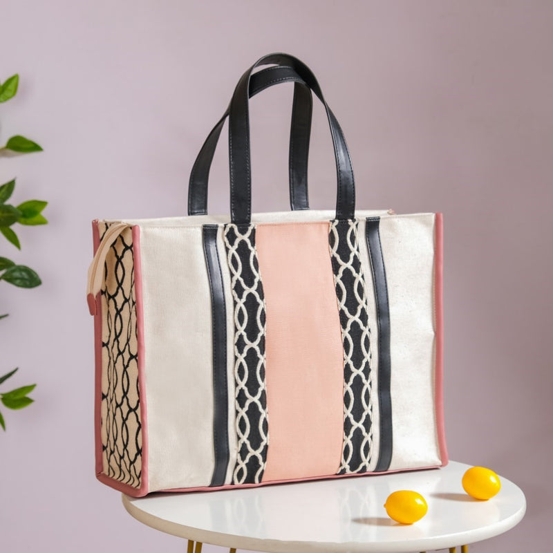 Multipurpose Canvas Tote Bag Pink Large 13 X 12 Inch