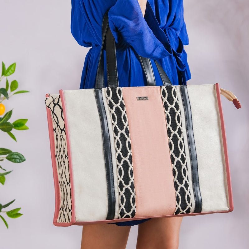 Multipurpose Canvas Tote Bag Pink Large 13 X 12 Inch